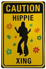 Caution Hippie Crossing Tin Sign - 20x30cm - 7.87